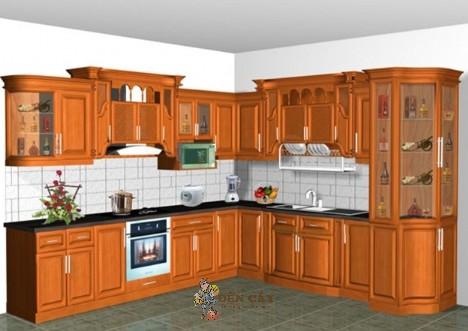 tủ bếp gỗ sồi