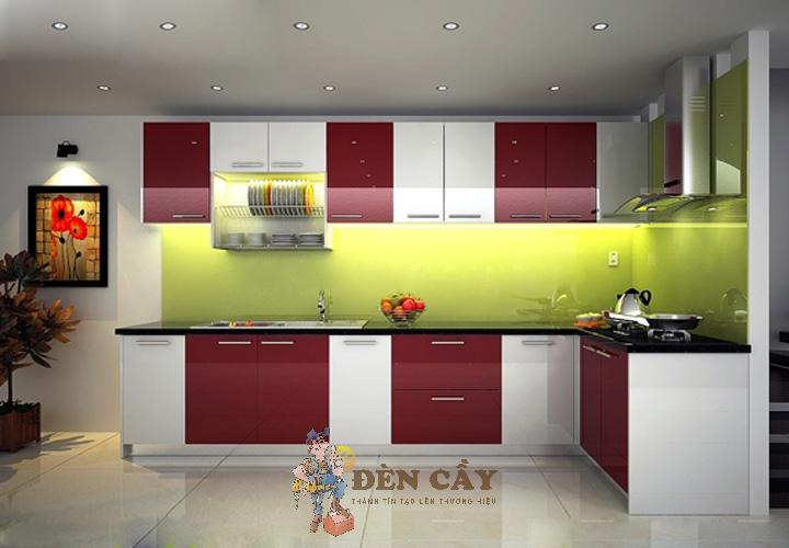 tủ bếp acrylic vân gỗ