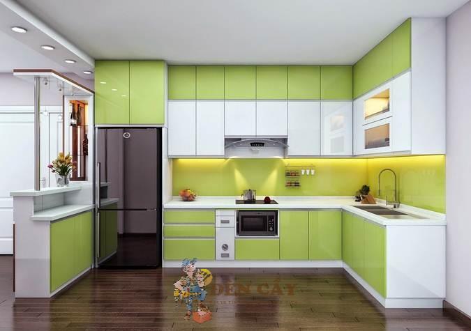 tủ bếp acrylic vân gỗ