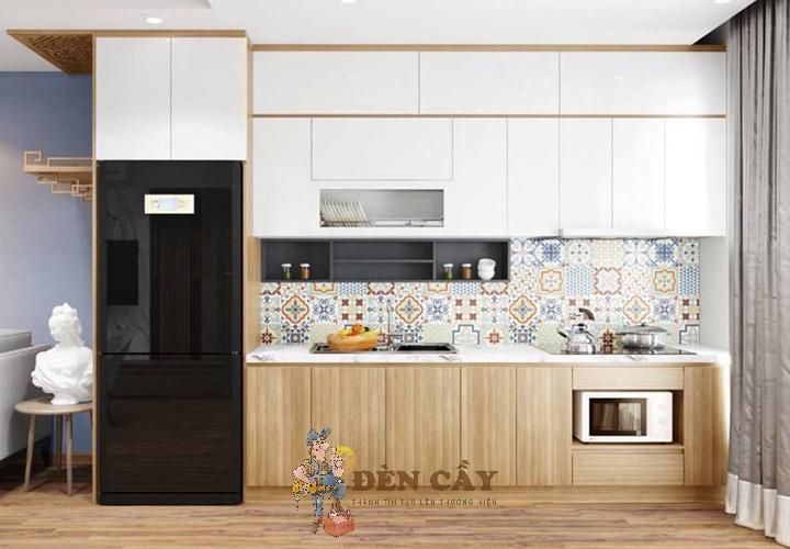 tủ bếp acrylic vân gỗ