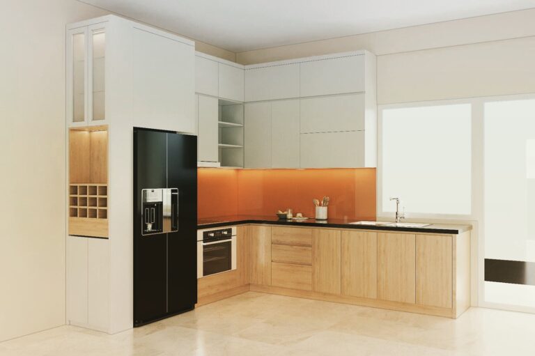 tủ bếp phủ sơn đẹp hiện đại