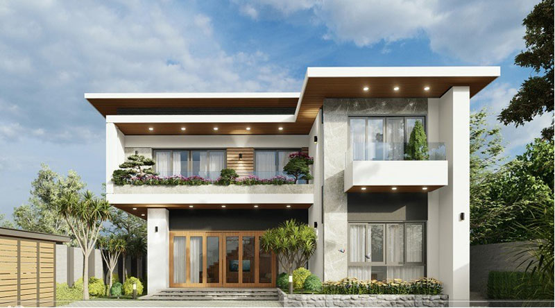 Mẫu nhà 2 tầng dưới 55m² 