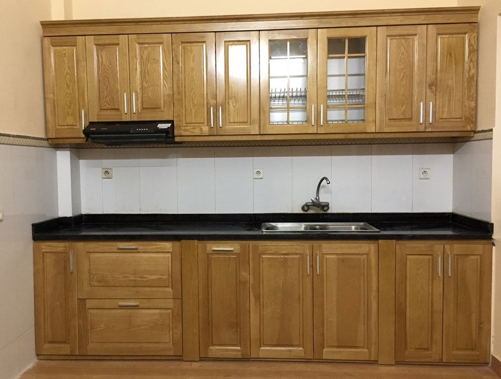 tủ bếp gỗ sồi nga hình chữ I