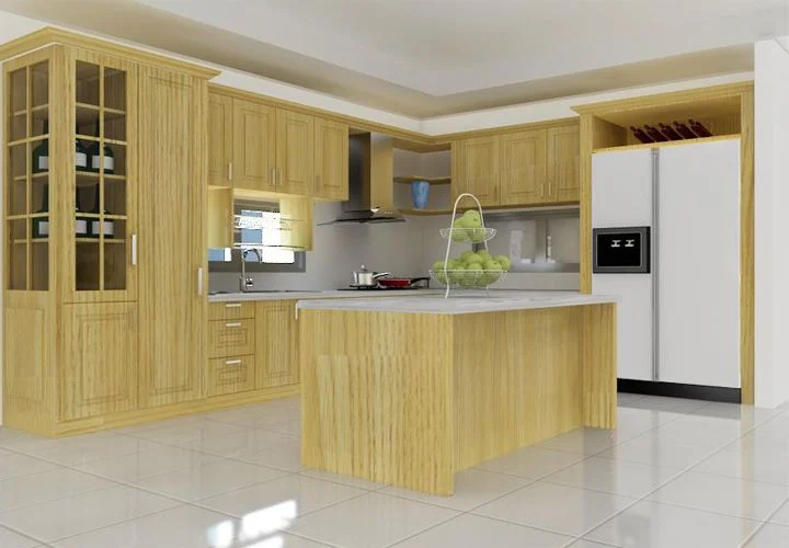 tủ bếp gỗ sồi nga hình chữ I
