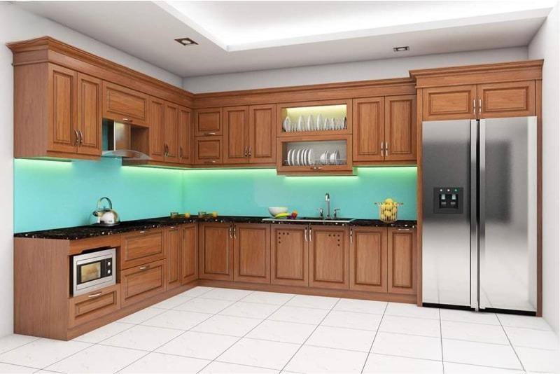 Tủ bếp gỗ sồi giá rẻ