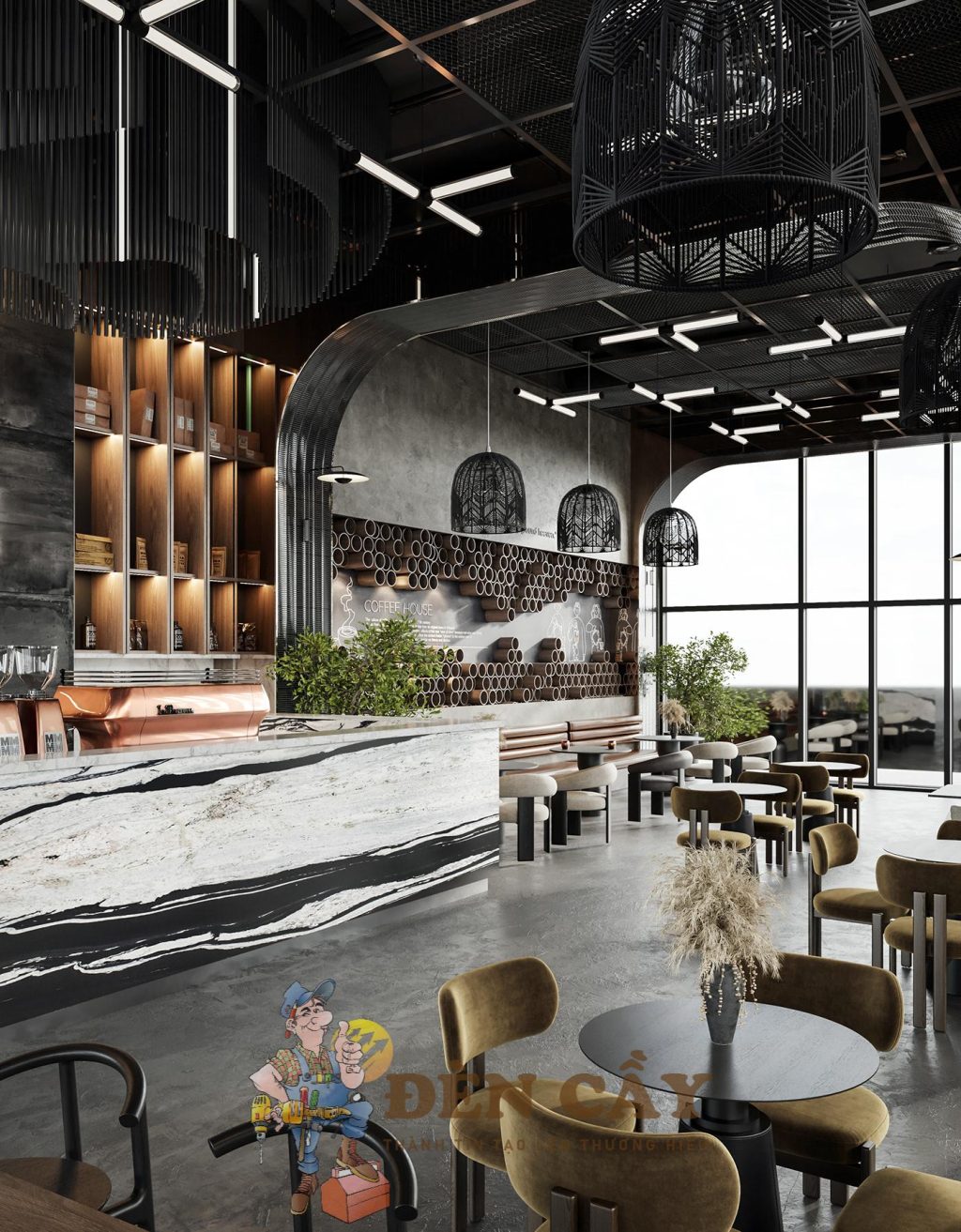 thiết kế nội thất quán cafe
