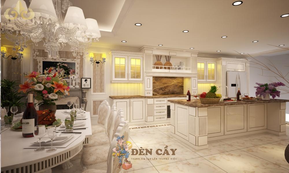 thiết kế phòng khách liền bếp nhà ống