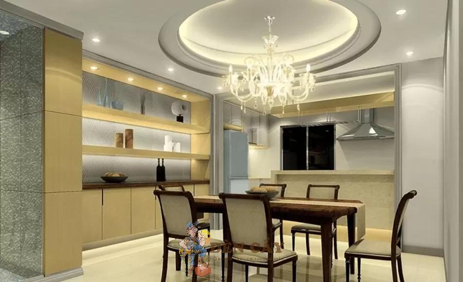 thiết kế phòng khách liền bếp nhà ống