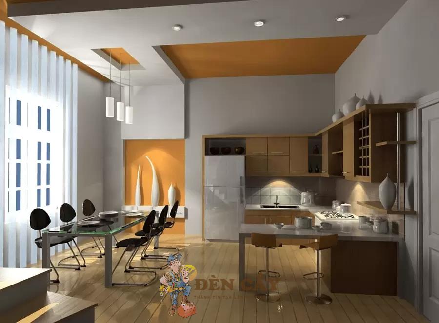 thiết kế phòng khách liền bếp nhà ống