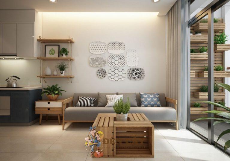 thiết kế nội thất chung cư 2 phòng ngủ 60m2